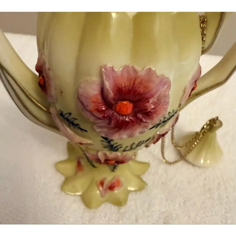 Vintage German Nini Decorative Scalloped Miniature Teapot. Hand painted.